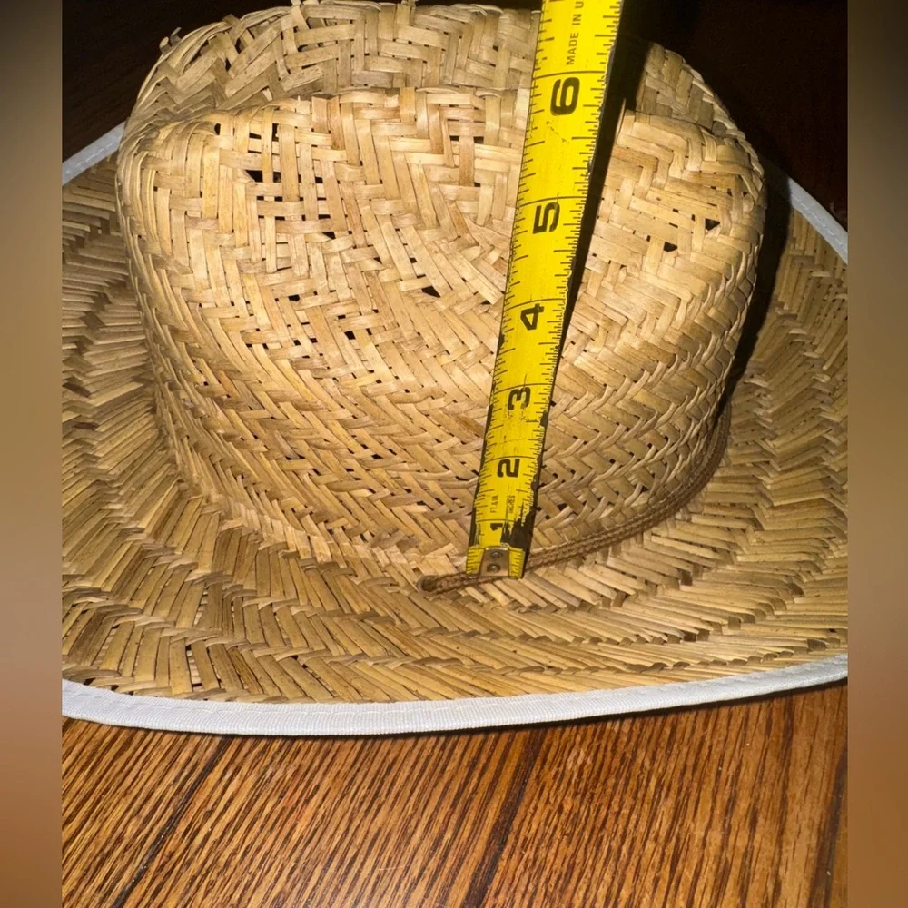 Natural Straw Cowboy Hat with White Trim NWT